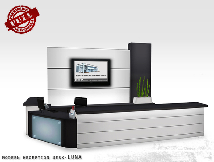 Second Life Marketplace Modern Reception Desk Set LUNA Full Perm